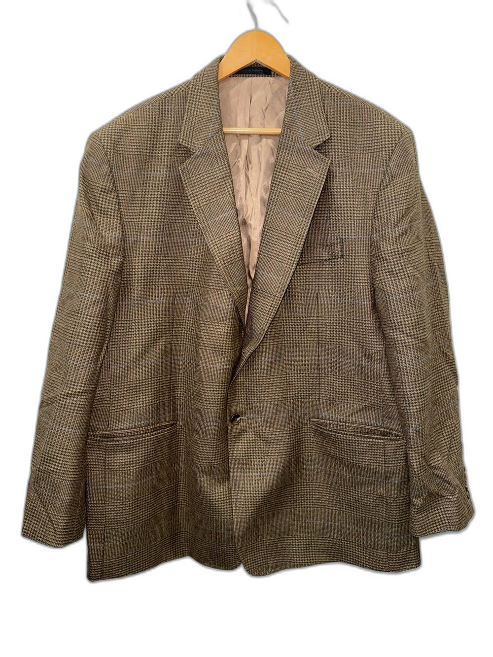 Calvin Klein Men’s 46R Brown Glen Plaid Sport Coat Jacket Wool Blend !